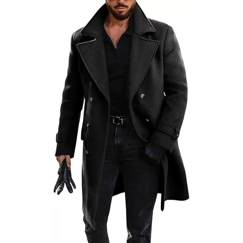The Rodeo Men’s Double Breasted Wool Blend Long Overcoat