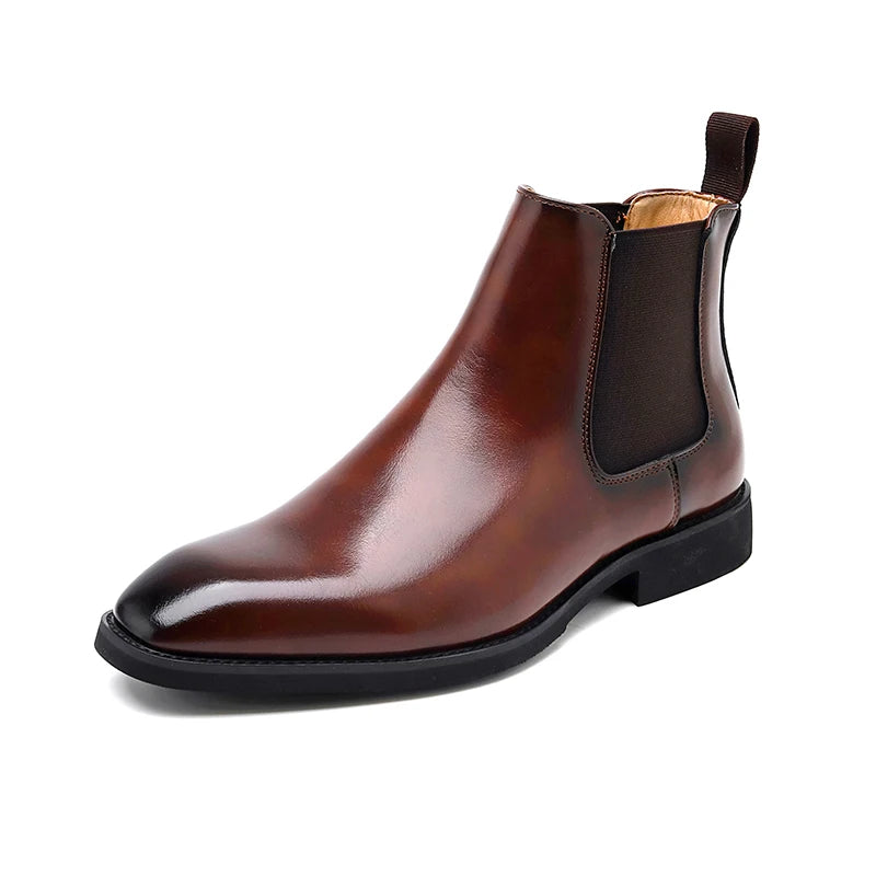 The Camarillo Men's Pointed Toe Leather Chelsea Dress Boots