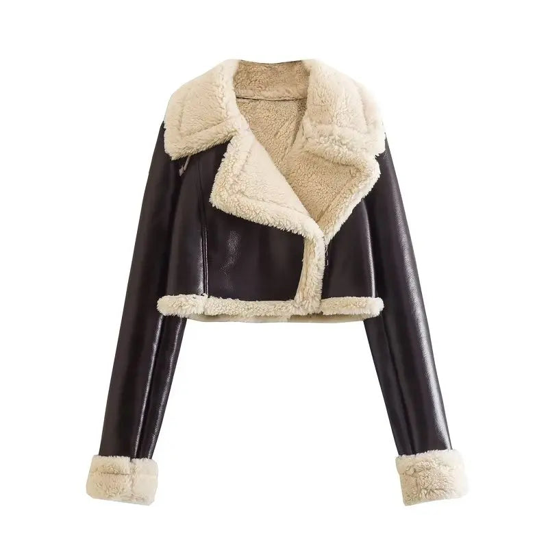 Women's Vintage Jacket with Faux Fur Trim
