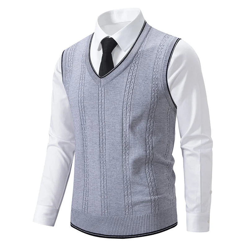 The Calabasas Men’s V Neck Cable Knit Sweater Vest