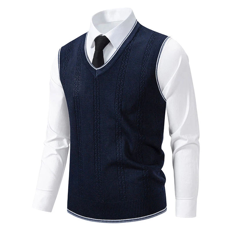 The Calabasas Men’s V Neck Cable Knit Sweater Vest