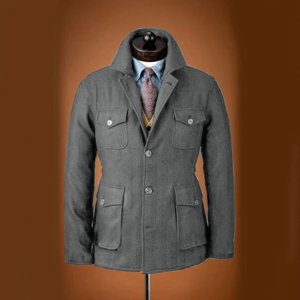 The Glen Ellen Men’s Multi Pocket Wool Blend Casual Jacket