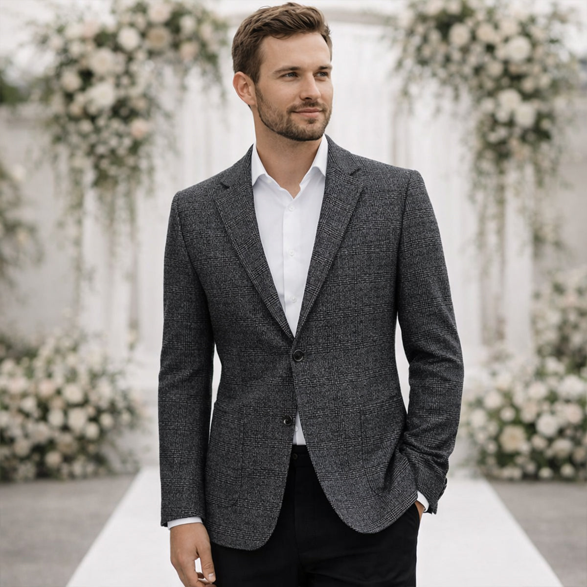 The Sarentino Men’s Vintage Checkered Plaid Blazer - Wedding Guest