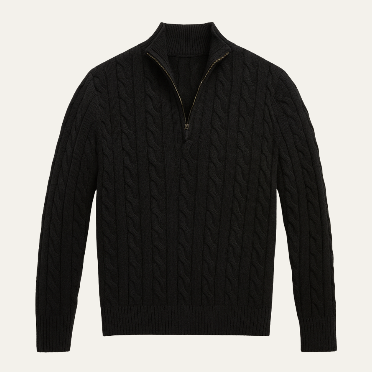 The Woodhall Men’s Premium Knit Cable Pattern Quarter Zip Sweater