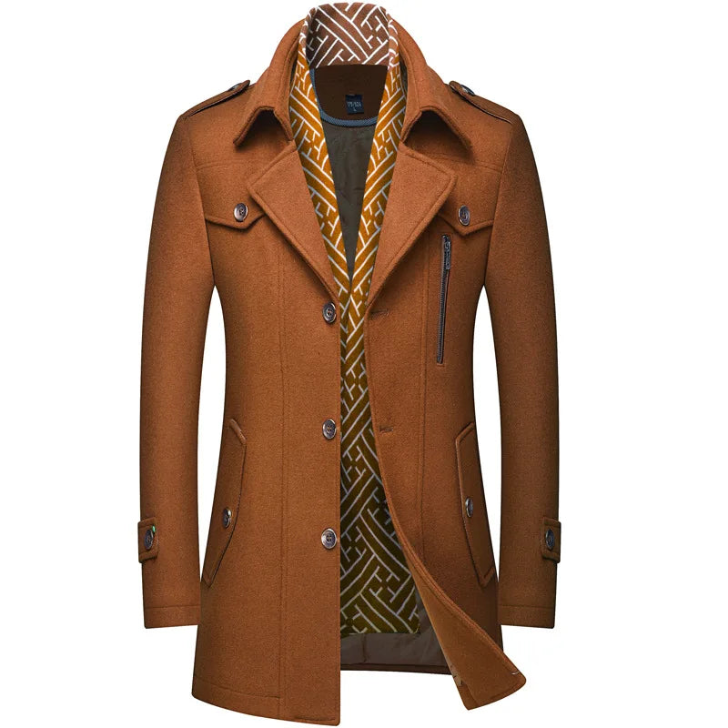 The Pasadena Men’s Mid Length Slim Fit Wool Blend Overcoat